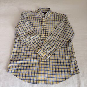 Orvis Men Shirt Sz L Long Sleeve Button Down Button Blue & Yellow Plaid, Spring